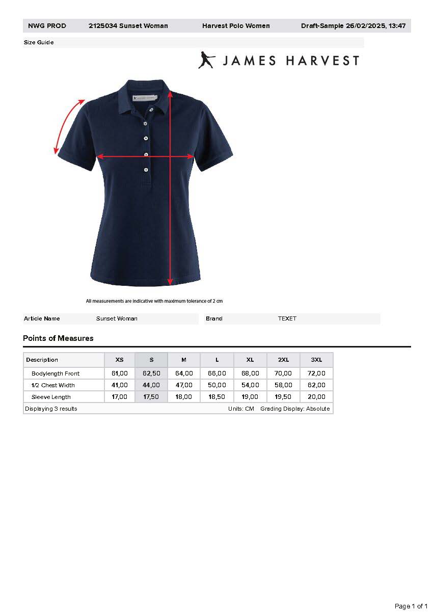 Maattabel polo shirt dames Indoor Friesland