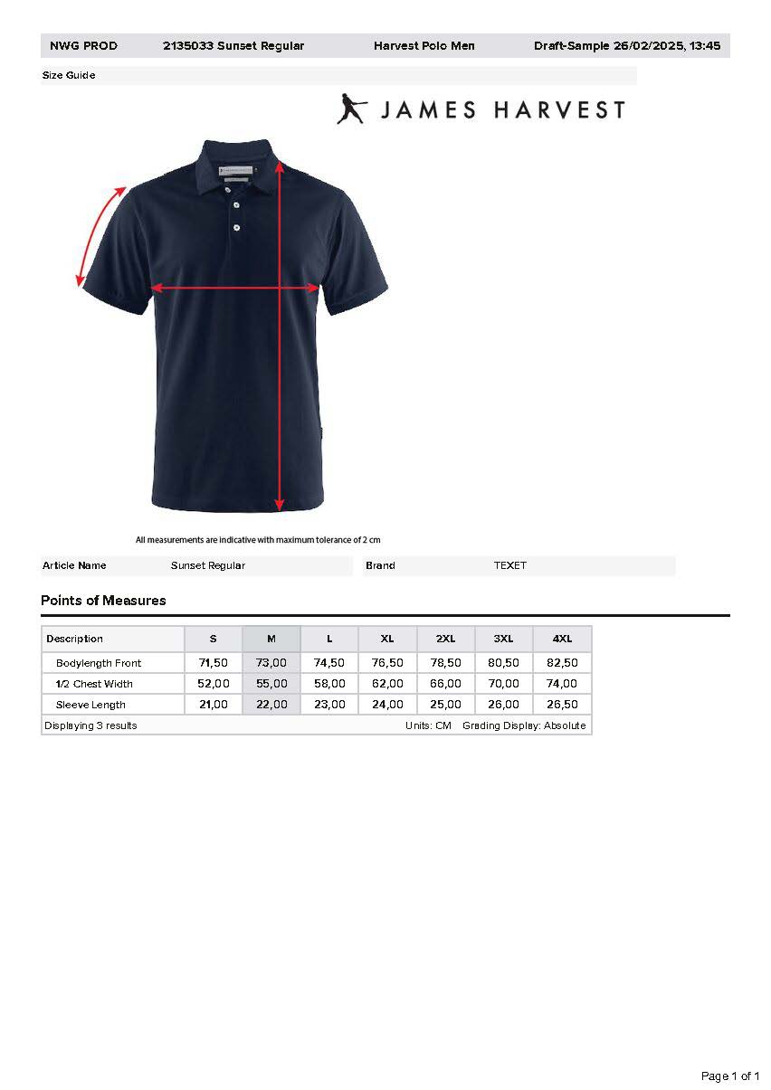 Maattabel Indoor Friesland heren polo regular fit
